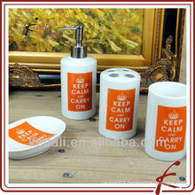 keep calm and carry on white ceramic bathroom set